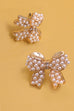 MINI PEARL BOW RIBBON GOLD EARRINGS | 80E5342