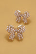 MINI PEARL BOW RIBBON GOLD EARRINGS | 80E5342