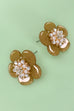 MULTI RHINSTEONE PEARL FLOWER ACRYLIC EARRINGS | 80E5346