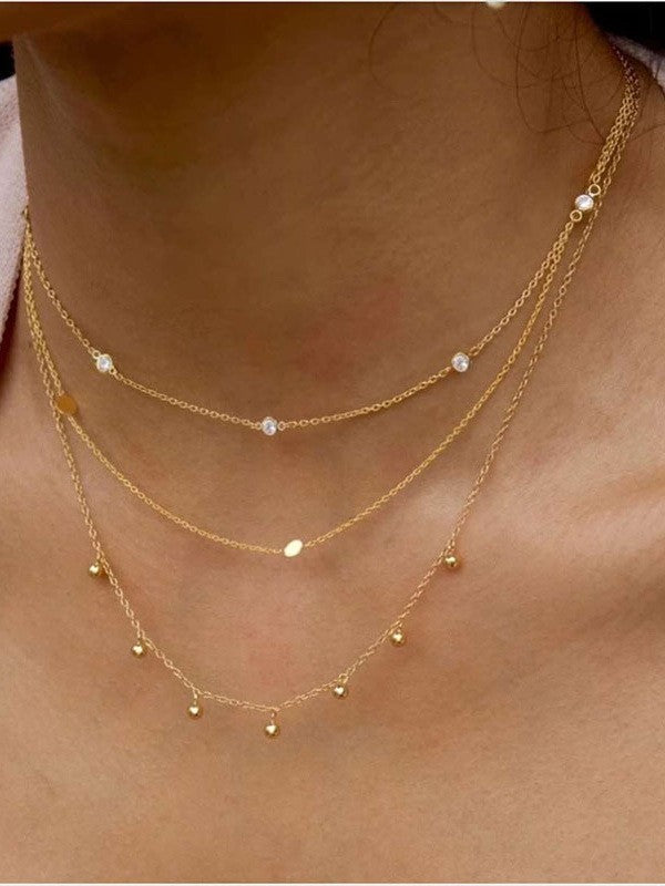 18K STAINLESS STEEL TARNISH FREE LAYERED NECKLACE | 40NK347