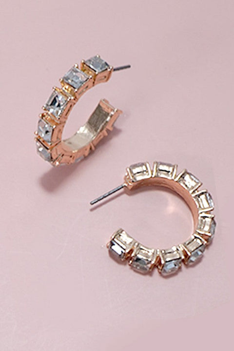 RHINESTONE STATION HOOP EARRINGS | 80E5380