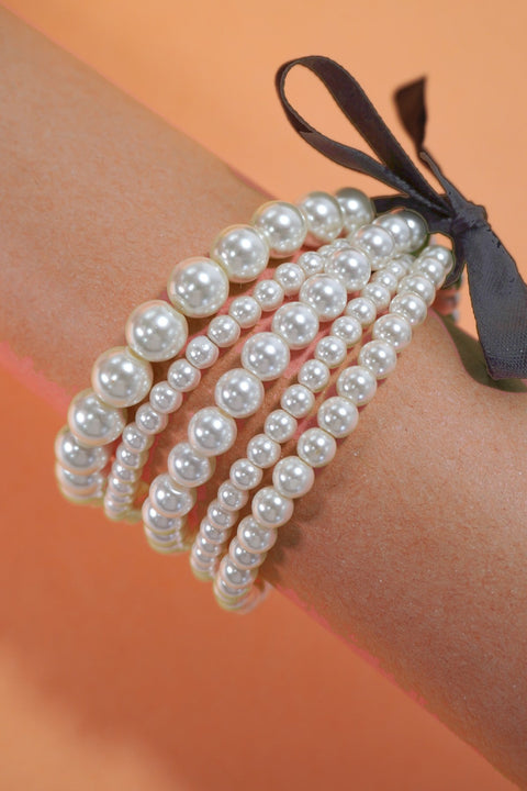 GLASS PEARL MULTI LAYER STRETCHABLE BRACELETS | 80B240