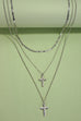 MULTI LAYER DOUBLE CROSS RHINESTONE NECKLACE | 80N1056