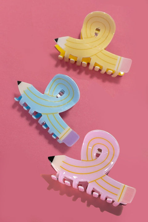 BACK TO SCHOOL TEACHER PENCIL HAIR CLAW CLIPS | 40H858