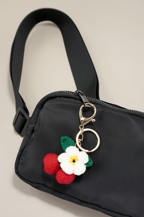 TRENDING KNITTED CHERRY BAG CHARM KEYCHAIN | 40KC113