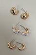 TRIO HUGGIE PEARL GOLD HOOP EARRINGS | 80E5596