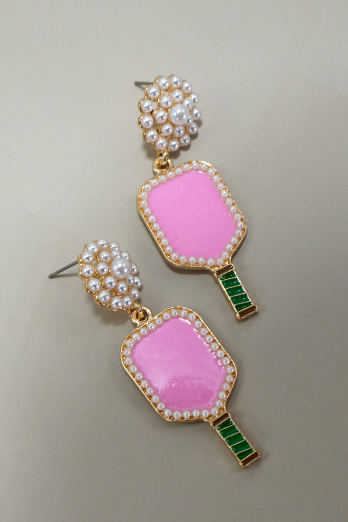 PICKLEBALL PEARL RACKET DROP EARRINGS | 40E323