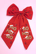 CHRISTMAS HO HO HO BOW SEED BEAD HAIR CLIPS | 91HC4530