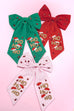 CHRISTMAS HO HO HO BOW SEED BEAD HAIR CLIPS | 91HC4530