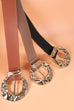 HAMMERED ROUND SHAPED FAUX LEATHER BUCKLE BELT | 40BT644