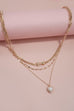 BOW PEARL HEART PENDANT LAYERED NECKLACE | 80N1107