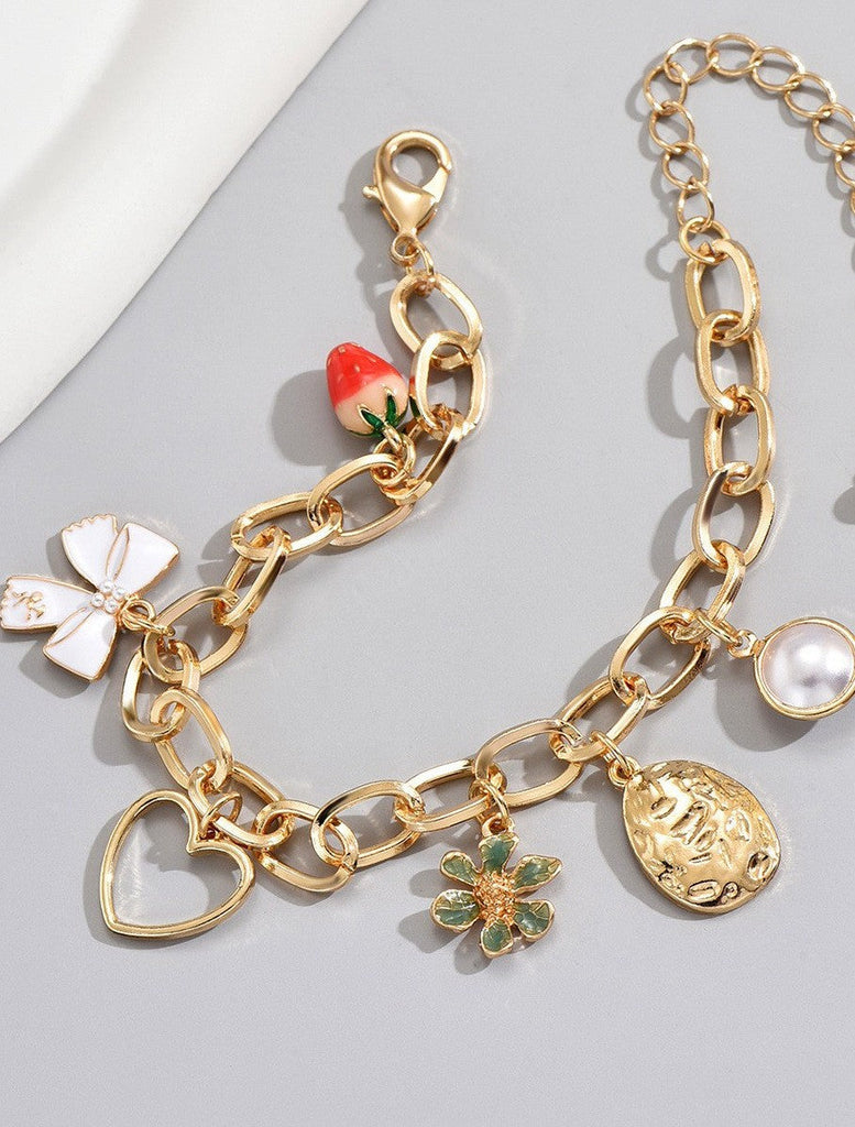 CHARM BOW STRABERRY PEARL BRACELET | 80B260