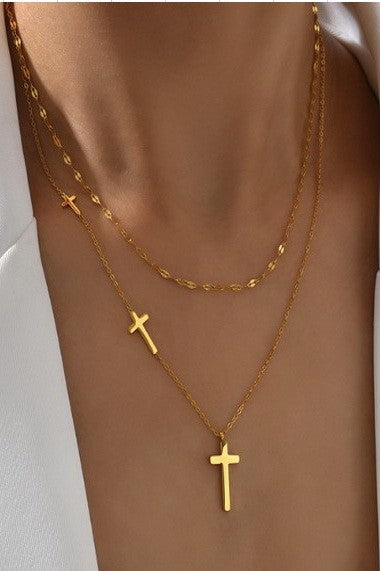 18K STAINLESS STEEL TARNISH FREE CROSS NECKLACE | 40NK361