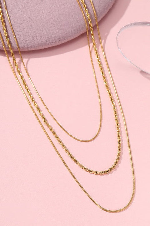 18K STAINLESS STEEL TARNISH FREE LAYERED NECKLACE | 40NK362