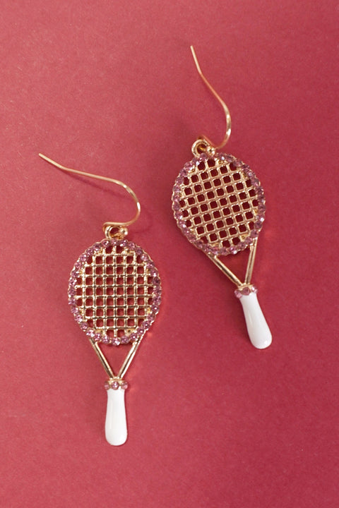 TENNIS RACKET RHINESTONE DROP EARRINGS | 31E40395