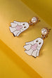 WHITE EPOXY GHOST DROP PEARL POST EARRINGS | 31E40370