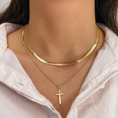 18K STAINLESS STEEL TARNISH FREE CROSS NECKLACE | 40NK372