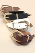 CLASSIC WESTERN CARVED BUCKLE FAUX LEATHER BELT | 40BT647