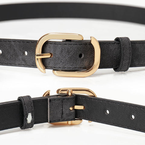 MODERN RECTANGLE BUCKLE FAUX LEATHER BELT | 40BT648