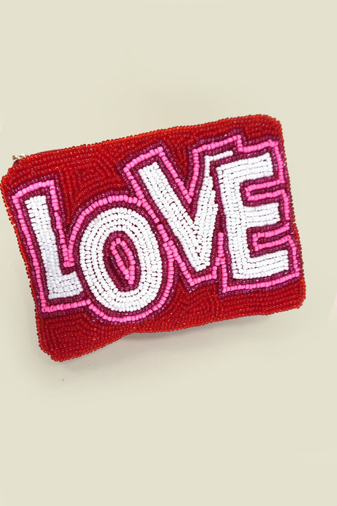 VALENTINE LOVE LETTER SEED BEADED COIN PURSE | 91CP905