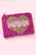 VALENTINE MAMA HEART SEED BEADED COIN PURSE | 91CP893