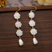 Carved Floral & Faux Pearl Linear Drop Earrings |  80E63366