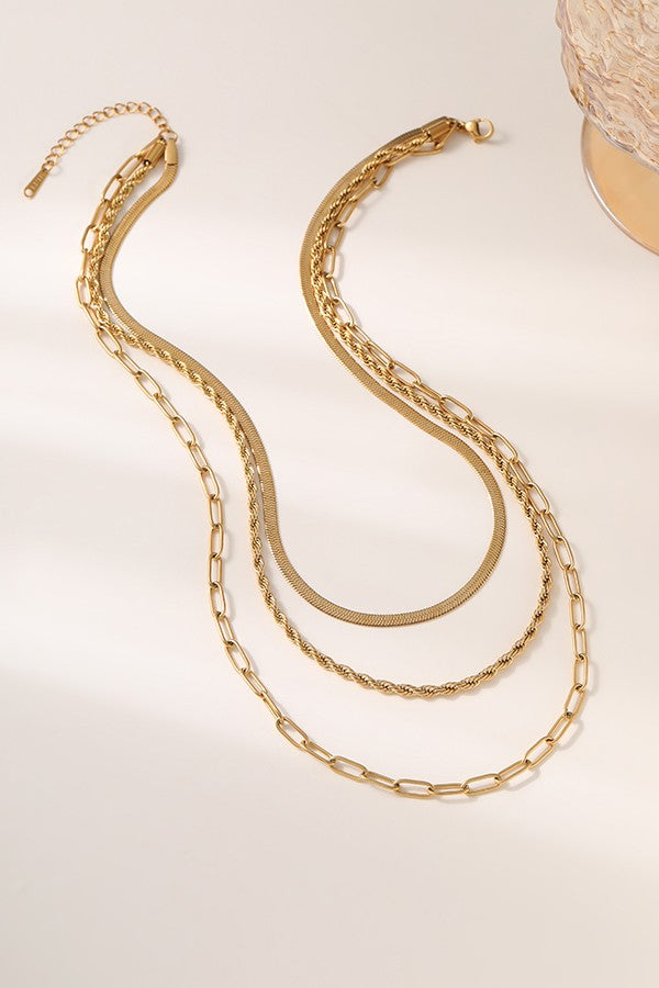 18K STAINLESS STEEL TARNISH FREE LAYERED NECKLACE 40NK9390 JOSSLYN COMPANY