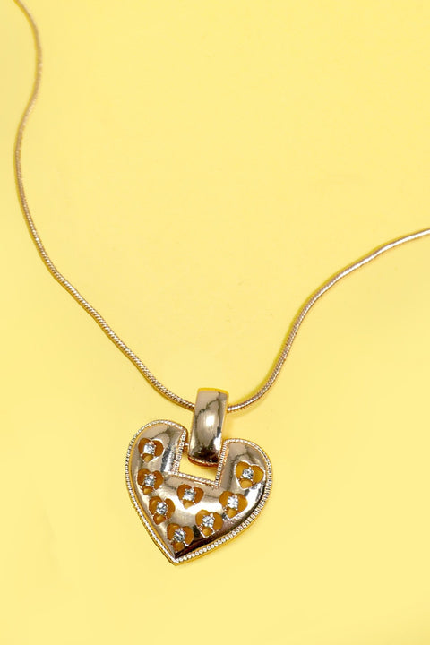 BOLD RHINESTONE HEART PENDANT NECKLACE | 80N1227