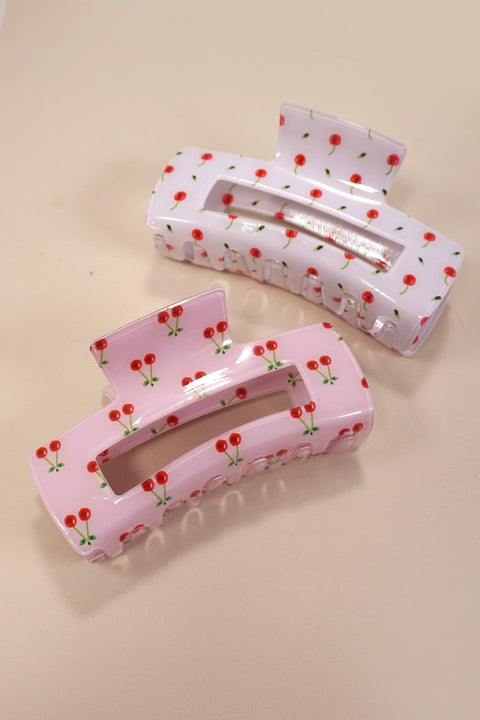 LARGE PVC CHERRY HAIR CLAW CLIPS | 40H871