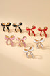 GOLD SILVER COLORFUL ENAMEL BOW EARRINGS | 40E346-EAR