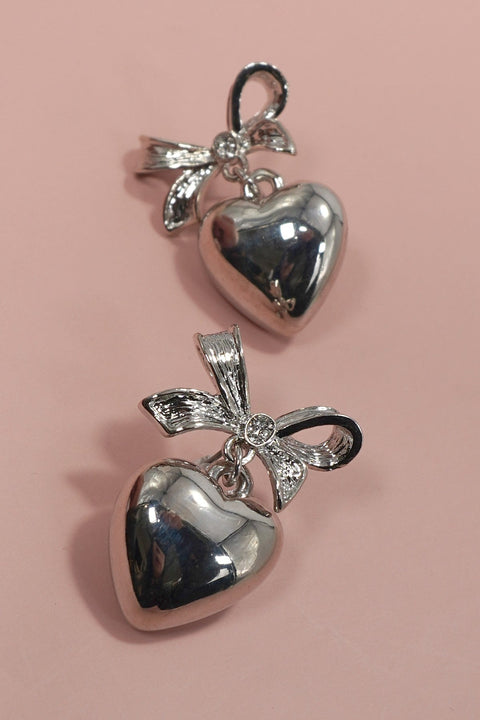 BOW HEART DROP TITANIUM POST EARRINGS | 80E5928