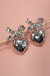 BOW HEART DROP TITANIUM POST EARRINGS | 80E5928