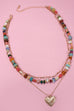 MULTI LAYERED BEADED HEART CHARM NECKLACE | 80N1244