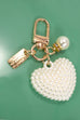 PUFFY PEARL HEART KEYCHAIN BAG CHARM | 40KC131