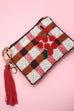 CHECKER FRUIT SEED BEAD COIN TASSEL PURSE 91CP1008