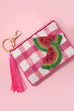 CHECKER FRUIT SEED BEAD COIN TASSEL PURSE 91CP1008