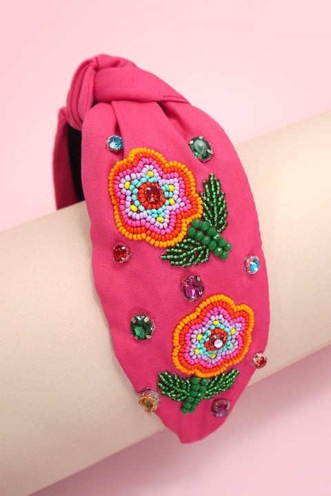 FLOWER MULTI STONE SEED BEAD HEADBAND | 91HB5798