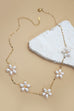 18K STAINLESS STEEL TARNISH PEARL FLOWER NECKLACE 40NK9417