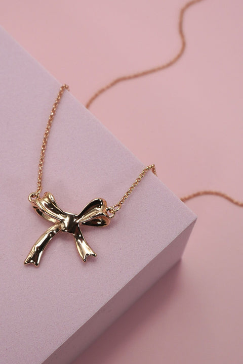 DELICATE CLASSIC GOLD BOW NECKLACE | 80N1292