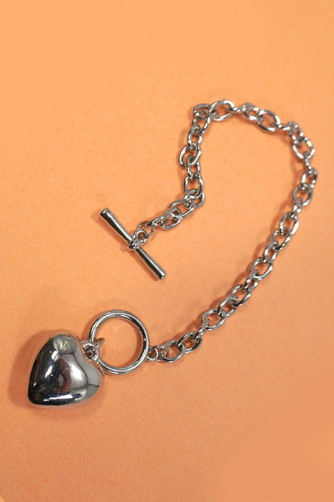 PUFFY HEART TOGGLE CHAIN BRACELET | 80B271