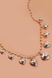 STATION PUFFY HEART CHARMS BALL CHAIN NECKLACE | 80N1313