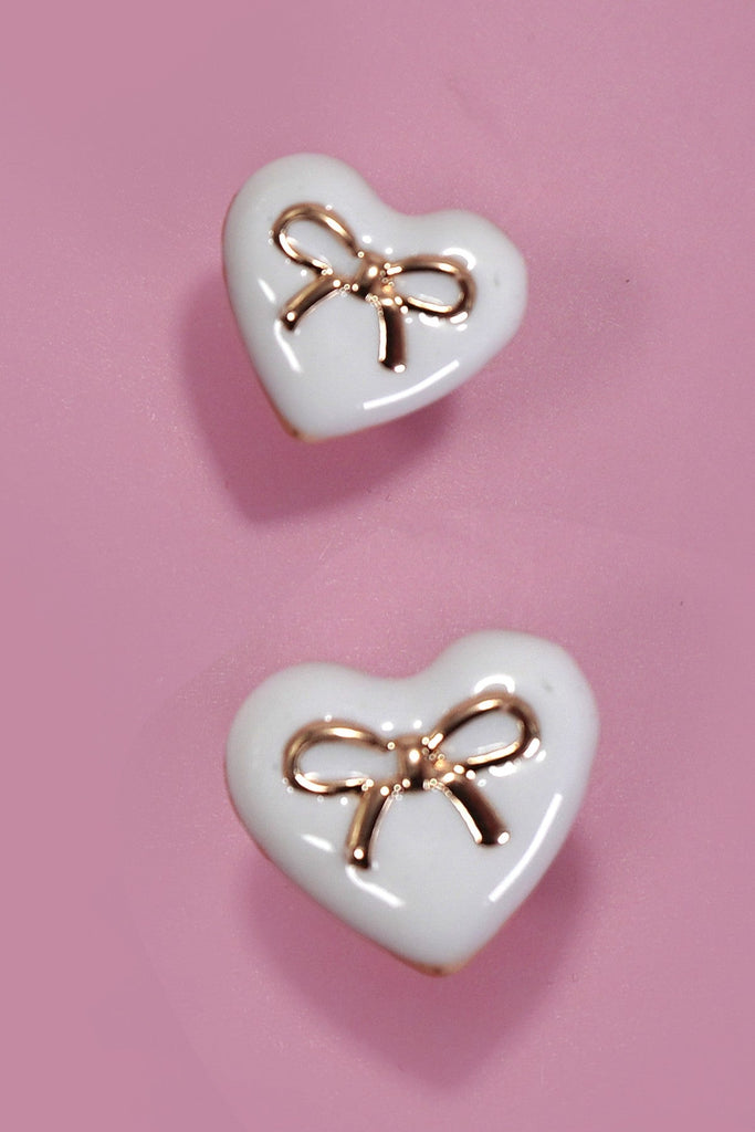 HEART BOW EPOXY STUD EARRINGS | 80E6125