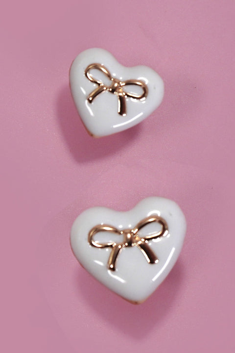 HEART BOW EPOXY STUD EARRINGS | 80E6125