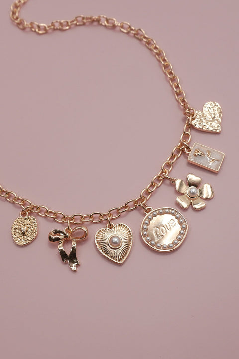 CHARM NECKLACE-BOW LOVE FLOWER HEART | 80N1346