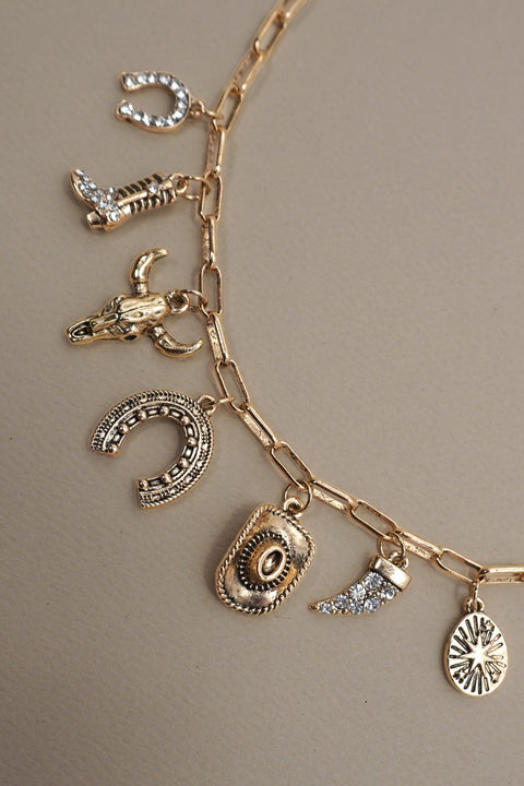 CHARM NECKLACE-WESTERN HAT HORSESHOE BOOT | 80N91404