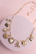 CHARM NECKLACE-BOW HEART RHINESTONE FLOWER | 80N91405