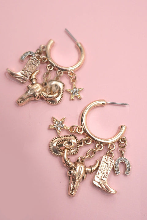 CHARM EARRING-WESTERN BOOT STAR COWBOY HAT | 80E06141