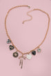 CHARM NECKLACE-BOW CHECKER HEART RHINESTONE | 80N91422