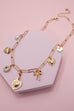 CHARM NECKLACE-BOW HEART PEARL LINK CHAIN | 80N91415