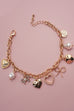 CHARM BRACELET-BOW HEART PEARL DISC CHARMS | 80B1290